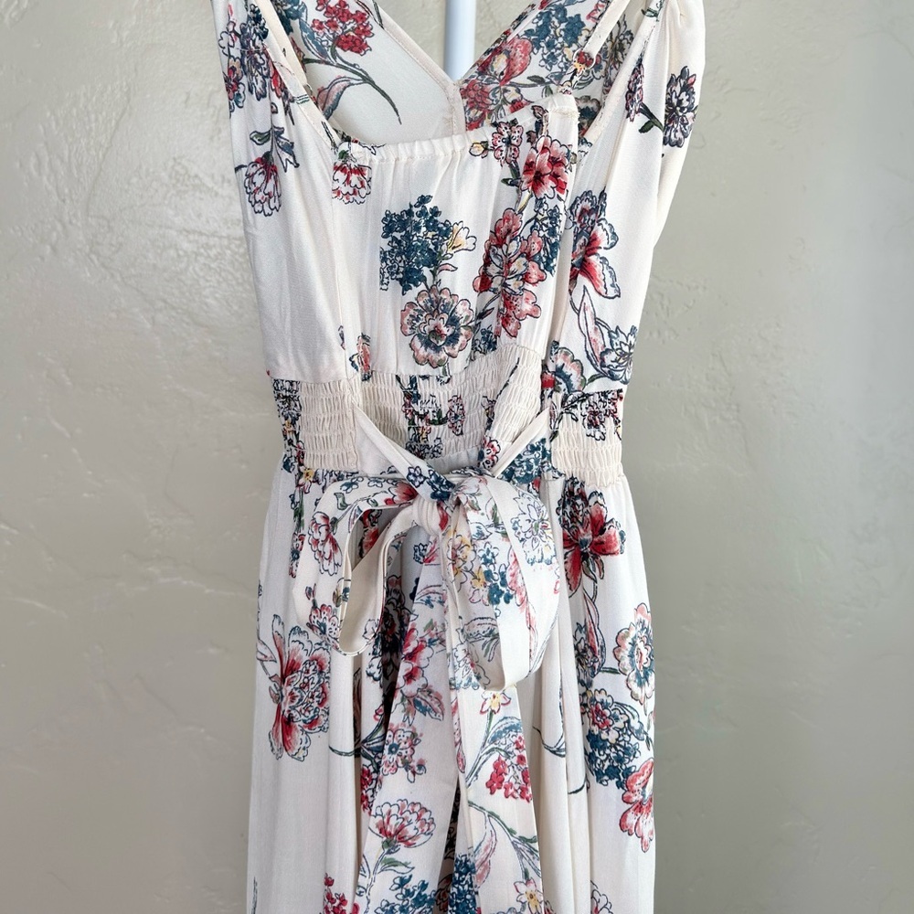 Romantic Gypsy Floral Maxi Dress Size Large in Cream Flowy Boho - Picture 7 of 10